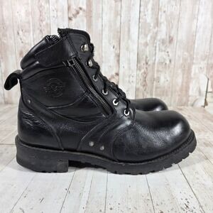 Milwaukee Leather Mens MBM9050 Black Biker Boots Side Zip Lace Up Size 11.5